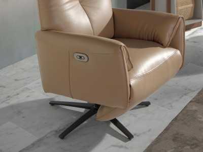 Fauteuil pivotant avec double mécanisme de relaxation tapissé de cuir véritable - PIETRO ARENA