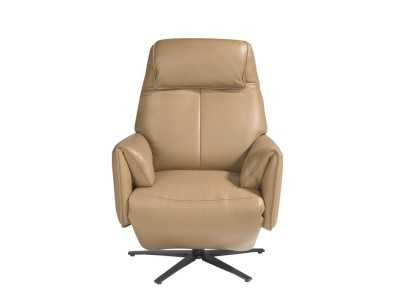 Swivel armchair with double relaxation mechanism upholstered in genuine leather - PIETRO ARENA