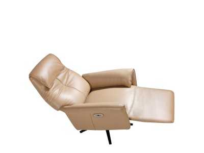 Swivel armchair with double relaxation mechanism upholstered in genuine leather - PIETRO ARENA