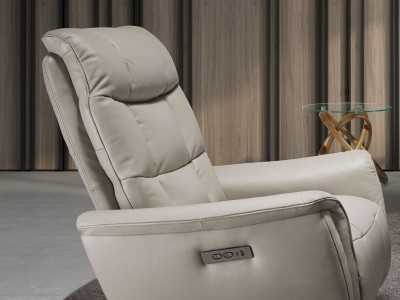 Sillón giratorio con sistema relax eléctrico tapizado en piel genuina - TARENTO G Sillón giratorio con sistema relax eléctrico tapizado en piel genuina - TARENTO G
