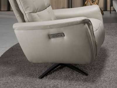 Sillón giratorio con sistema relax eléctrico tapizado en piel genuina - TARENTO G Sillón giratorio con sistema relax eléctrico tapizado en piel genuina - TARENTO G