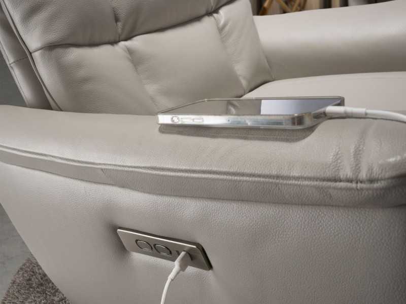 Sillón giratorio con sistema relax eléctrico tapizado en piel genuina - TARENTO G