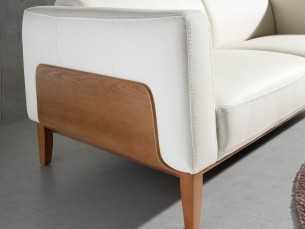 Canapé design tapissé en cuir véritable avec piètement en bois - VERDI BIANCO 2 2