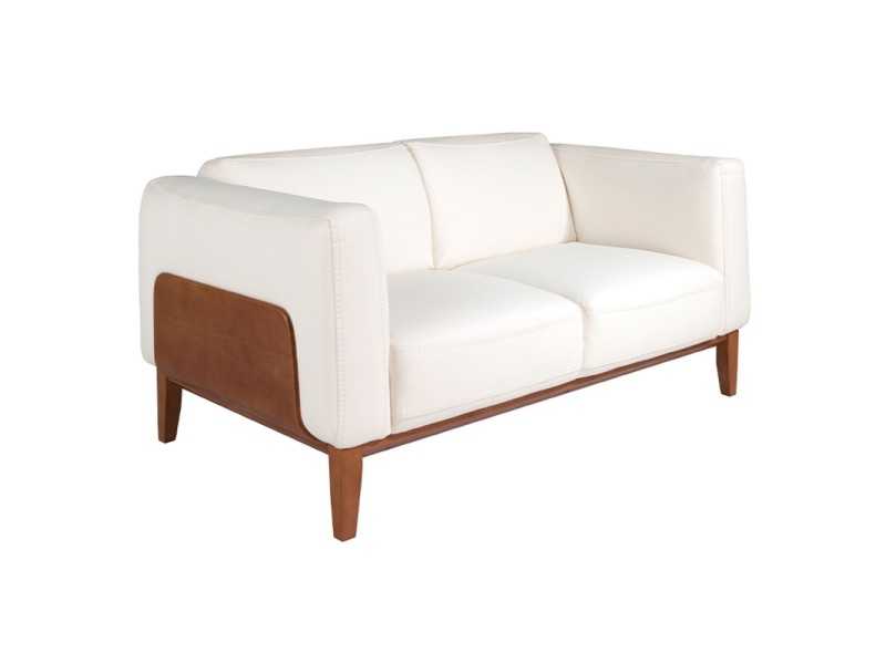 Canapé design tapissé en cuir véritable avec piètement en bois - VERDI BIANCO 2