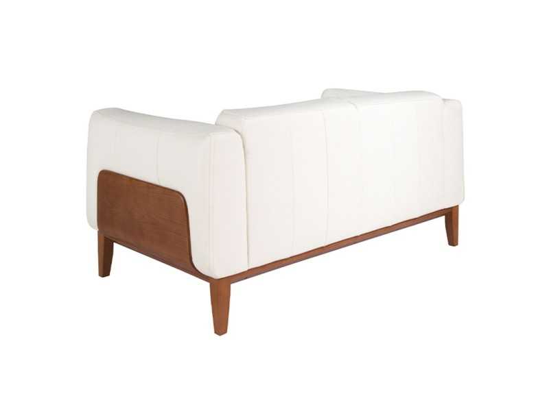 Canapé design tapissé en cuir véritable avec piètement en bois - VERDI BIANCO 2