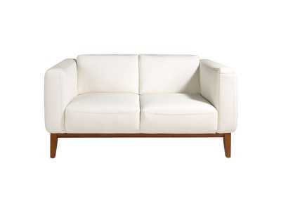 Canapé design tapissé en cuir véritable avec piètement en bois - VERDI BIANCO 2 Canapé design tapissé en cuir véritable avec piètement en bois - VERDI BIANCO 2