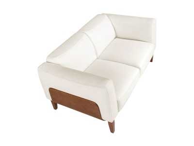 Canapé design tapissé en cuir véritable avec piètement en bois - VERDI BIANCO 2 Canapé design tapissé en cuir véritable avec piètement en bois - VERDI BIANCO 2