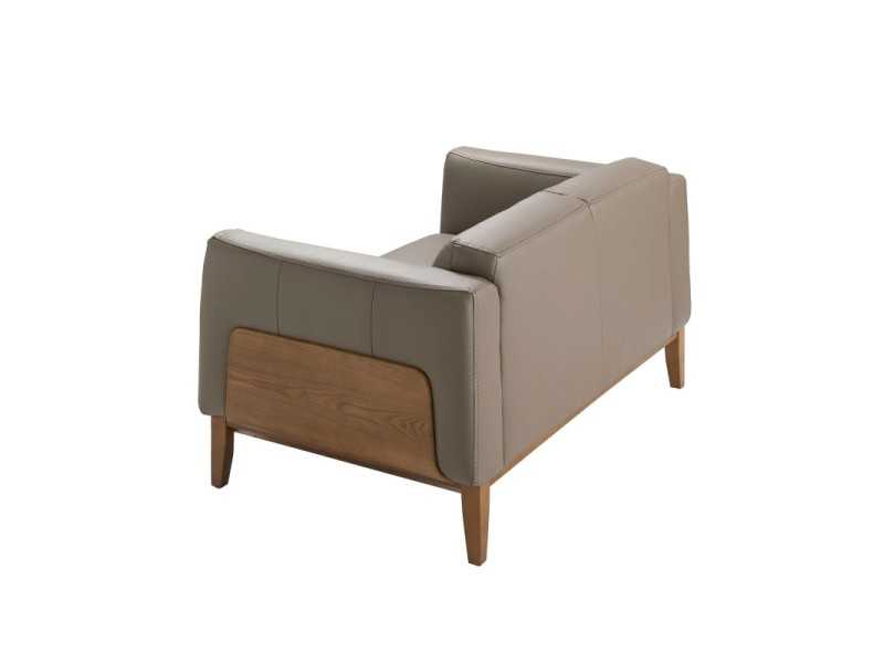 Canapé design tapissé en cuir véritable avec piètement en bois - VERDI VISÓN 2