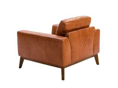 Fauteuil design en cuir véritable avec piètement en bois - CLARA Fauteuil design en cuir véritable avec piètement en bois - CLARA