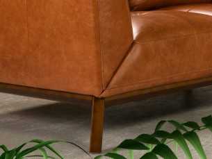 Canapé design en cuir véritable avec piètement en bois - CLARA 3 2