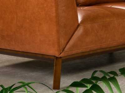 Canapé design en cuir véritable avec piètement en bois - CLARA 3