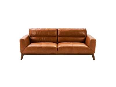 Canapé design en cuir véritable avec piètement en bois - CLARA 3