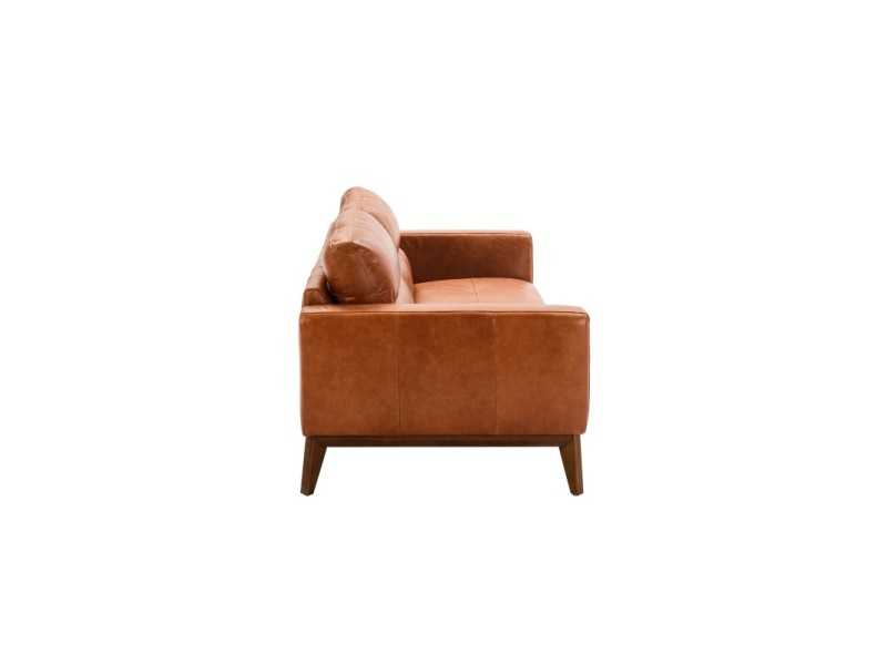 Sofá de diseño tapizado en piel genuina con base de madera - CLARA 3