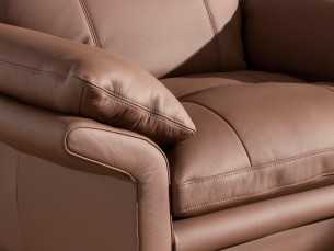 Fauteuil tapissé en cuir véritable avec pieds en acier inoxydable - ABERDY 2