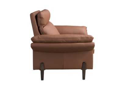 Genuine leather upholstered armchair with stainless steel legs - ABERDY
