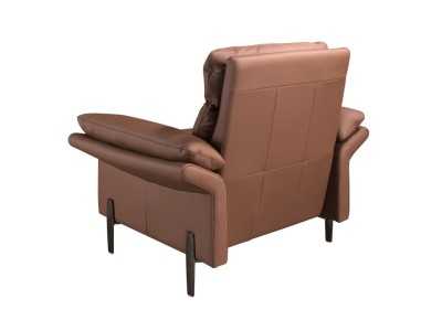 Sillón tapizado en piel genuina con patas de acero inoxidable - ABERDY