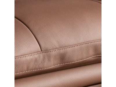 Genuine leather upholstered armchair with stainless steel legs - ABERDY