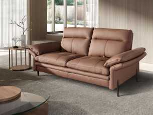 2-seater sofa upholstered in genuine leather with stainless steel legs - ABERDY 2