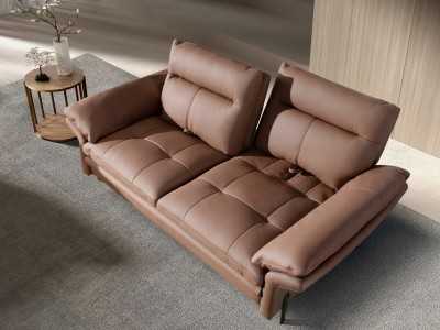 2-seater sofa upholstered in genuine leather with stainless steel legs - ABERDY 2