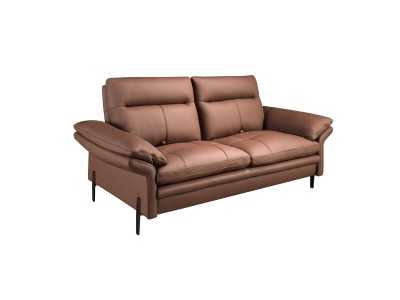 2-seater sofa upholstered in genuine leather with stainless steel legs - ABERDY 2