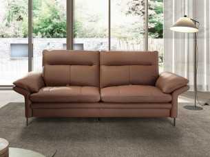 3-seater sofa upholstered in genuine leather with stainless steel legs - ABERDY 3