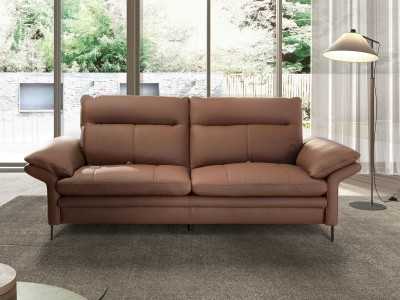 3-seater sofa upholstered in genuine leather with stainless steel legs - ABERDY 3