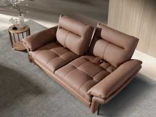 3-seater sofa upholstered in genuine leather with stainless steel legs - ABERDY 3 2