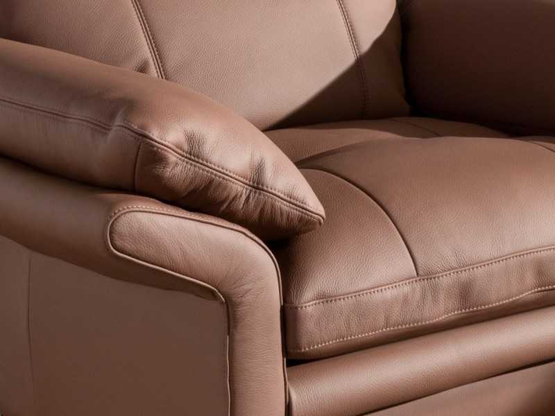 3-seater sofa upholstered in genuine leather with stainless steel legs - ABERDY 3