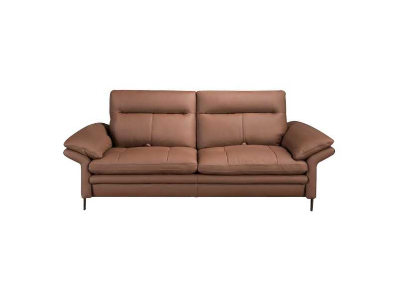 3-seater sofa upholstered in genuine leather with stainless steel legs - ABERDY 3