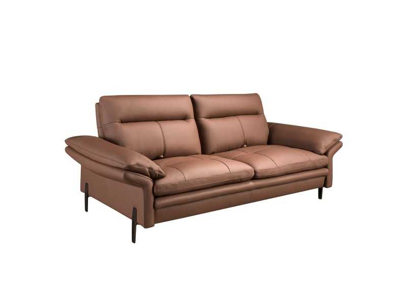 3-seater sofa upholstered in genuine leather with stainless steel legs - ABERDY 3