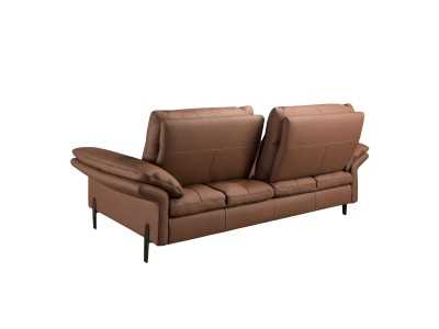 3-seater sofa upholstered in genuine leather with stainless steel legs - ABERDY 3