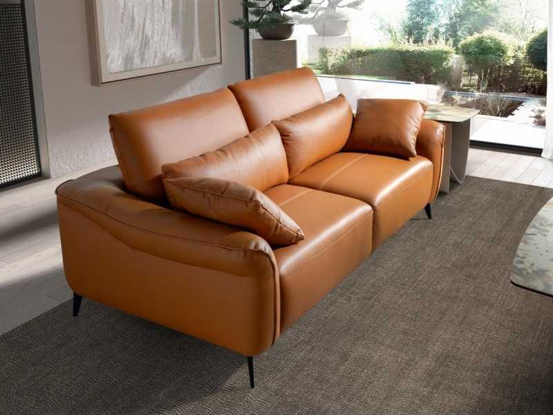 Modern design 2-seater sofa upholstered in genuine leather - AMAYA 2