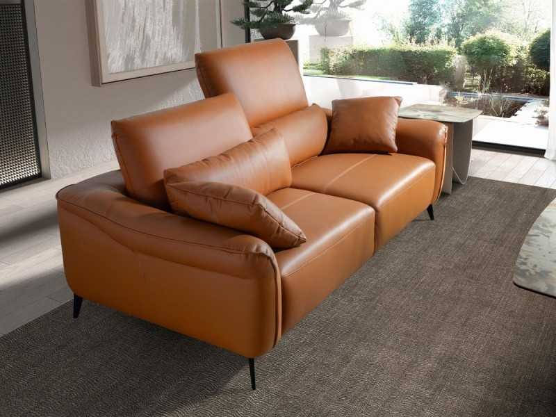 Modern design 2-seater sofa upholstered in genuine leather - AMAYA 2