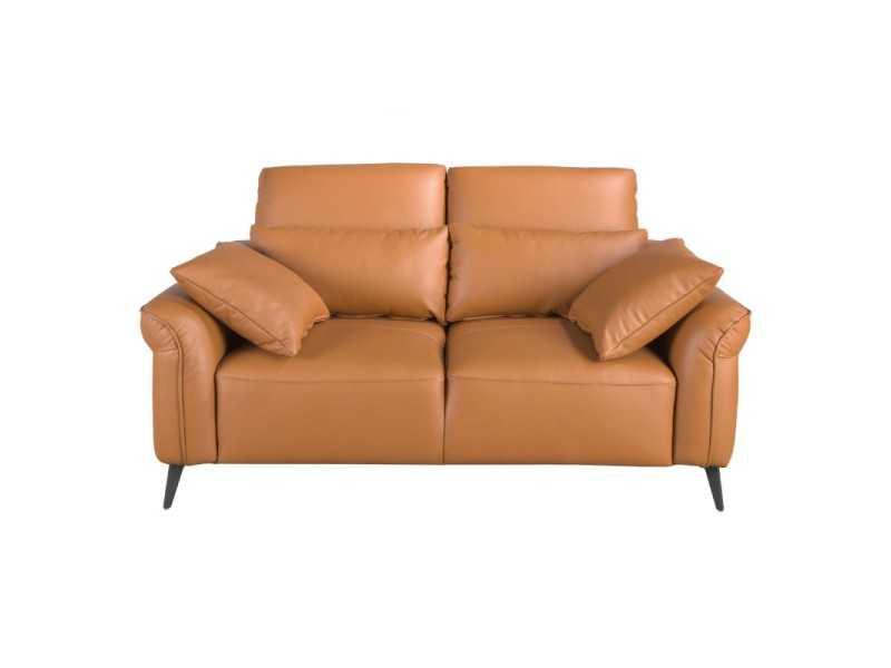 Modern design 2-seater sofa upholstered in genuine leather - AMAYA 2