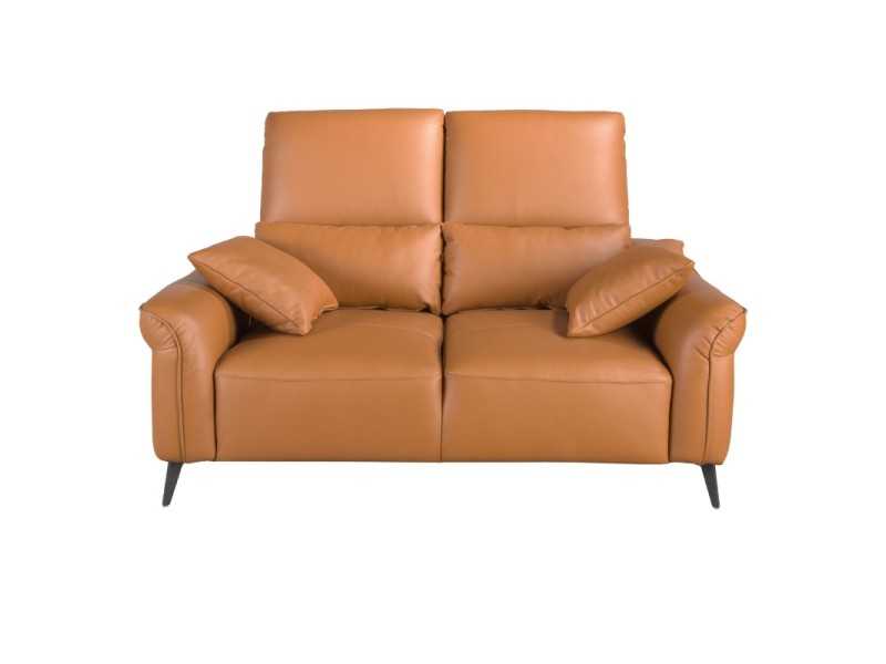 Modern design 2-seater sofa upholstered in genuine leather - AMAYA 2