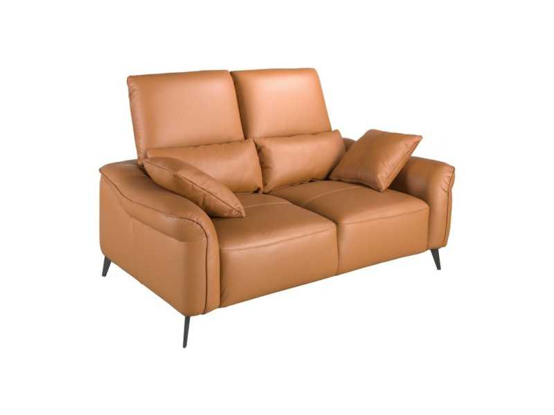 Modern design 2-seater sofa upholstered in genuine leather - AMAYA 2