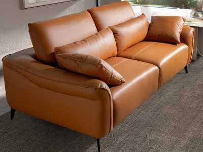 Modern design 3-seater sofa upholstered in genuine leather - AMAYA 3