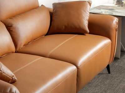 Modern design 3-seater sofa upholstered in genuine leather - AMAYA 3