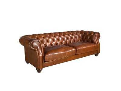 Canapé Chesterfield au design classique tapissé de cuir véritable - ARIZONA