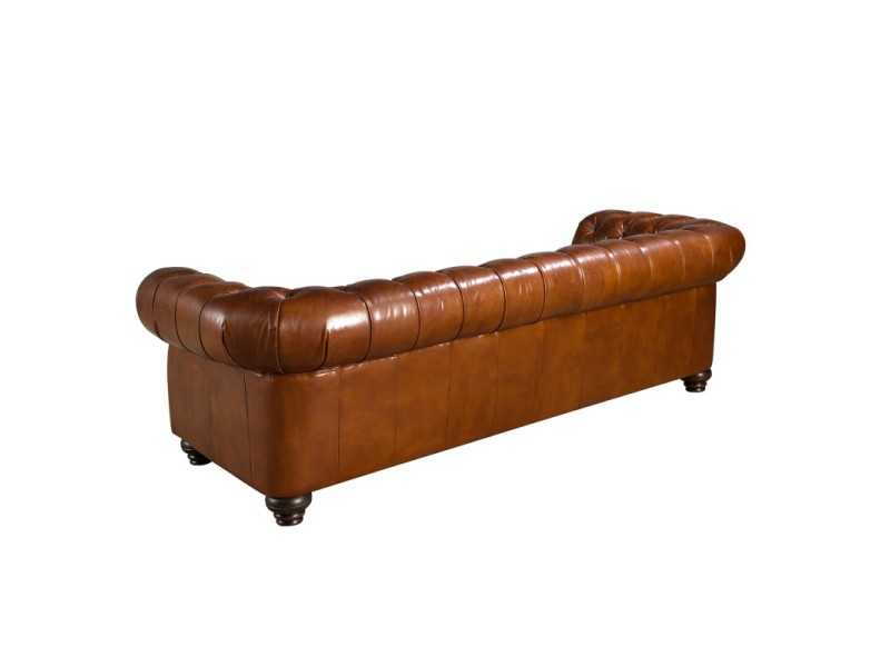 Classic design Chesterfield sofa upholstered in genuine leather - ARIZONA