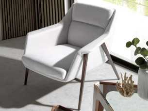 Fauteuil tapissé avec structure en acier inoxydable laqué - WILSON