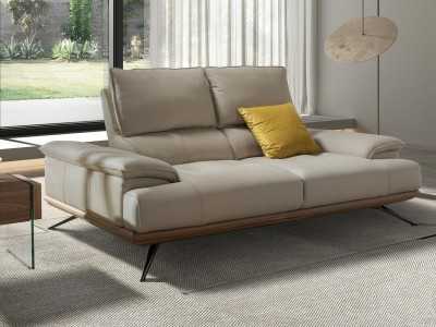 Modern design 2-seater sofa upholstered in genuine leather - ACUORE 2