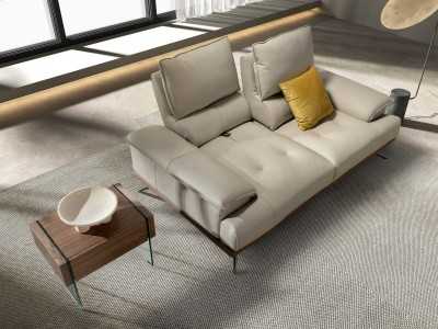 Modern design 2-seater sofa upholstered in genuine leather - ACUORE 2