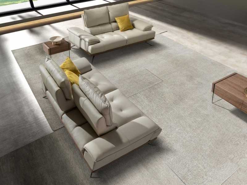 Modern design 2-seater sofa upholstered in genuine leather - ACUORE 2