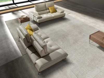 Modern design 2-seater sofa upholstered in genuine leather - ACUORE 2