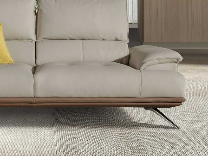 Modern design 3-seater sofa upholstered in genuine leather - ACUORE 3