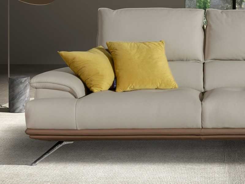 Canapé 3 places au design moderne, tapissé de cuir véritable - ACUORE 3