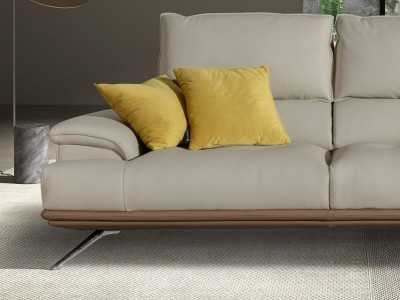 Modern design 3-seater sofa upholstered in genuine leather - ACUORE 3