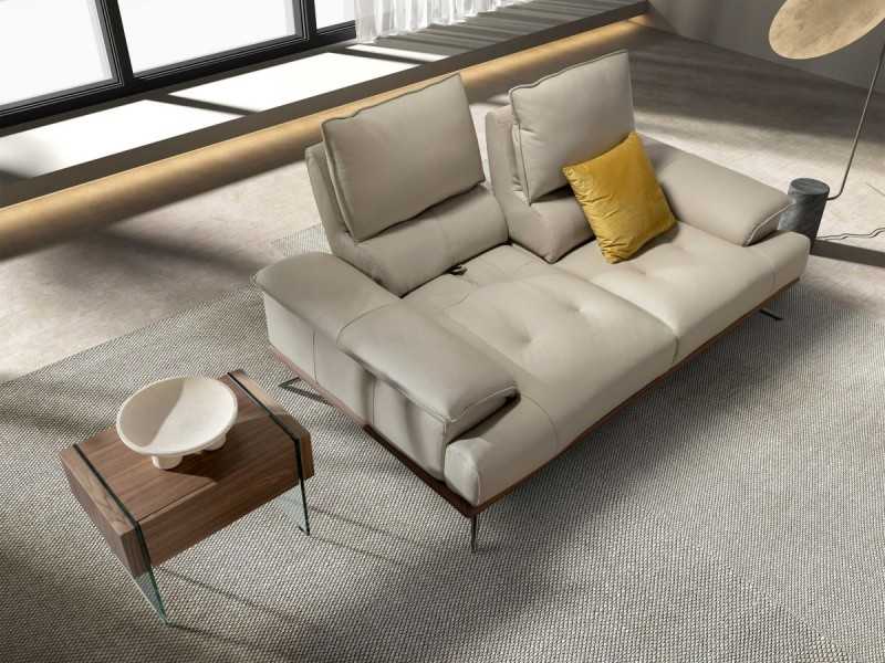 Modern design 3-seater sofa upholstered in genuine leather - ACUORE 3