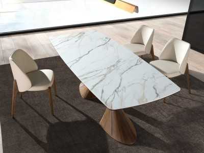 Silla de diseño moderno tapaizada en piel sintética color crema - ABATTO Silla de diseño moderno tapaizada en piel sintética color crema - ABATTO